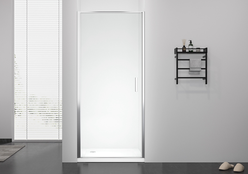 PV 1901F 6mm glas enkeltdørs drejeled plus brusekabine med metalhåndtag