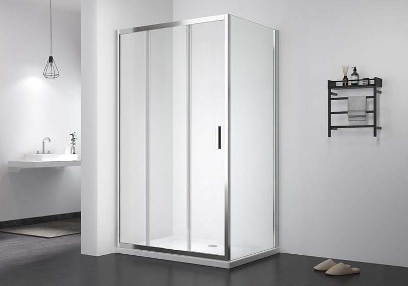 PV 906+PV 01 5/6mm triglide dør+fast glas glidende klassisk brusekabine